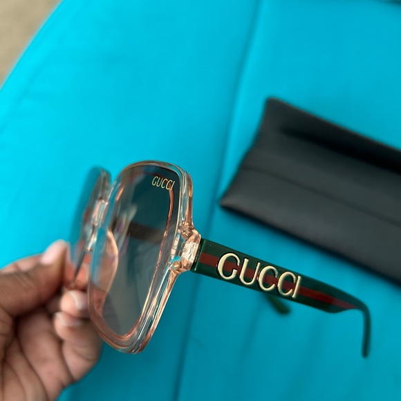 Fashion sunnies! Pink tint with red and green stripe on sides! - Picture 6 of 10